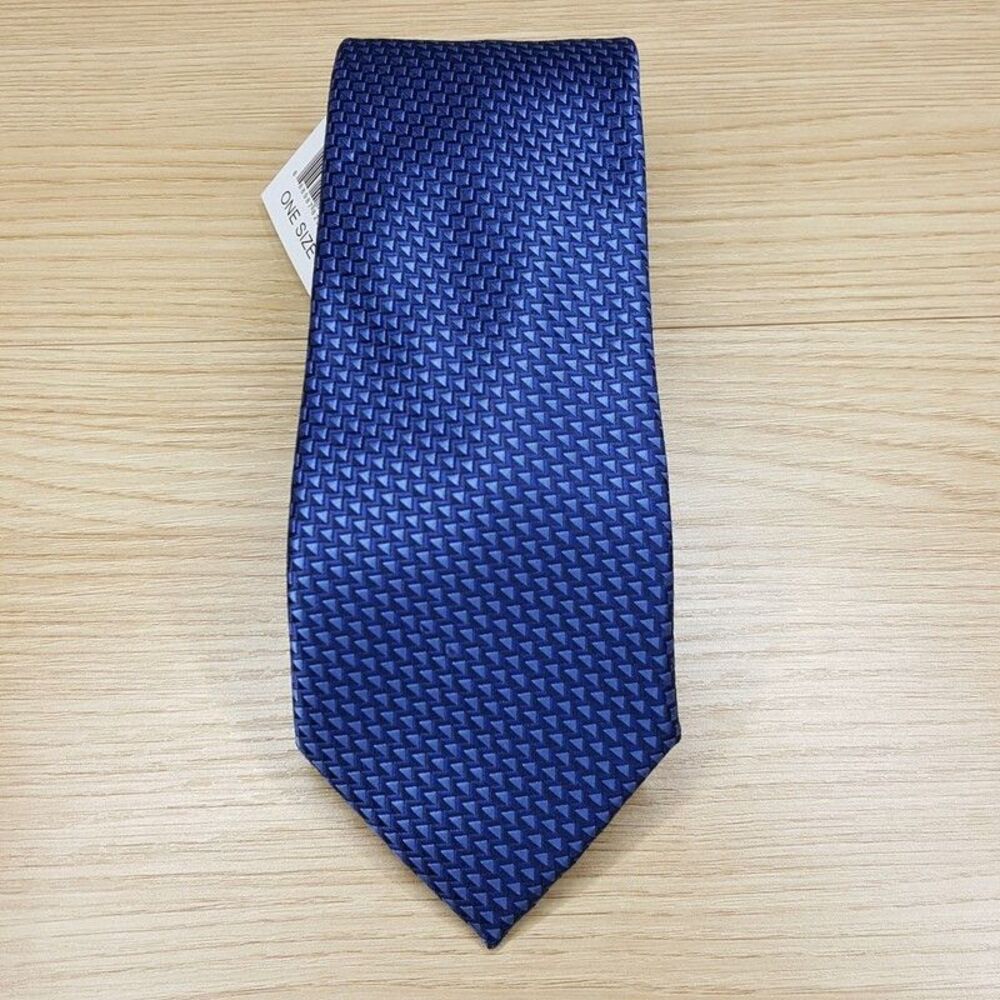 PERRY ELLIS Mens Neck Tie Blue Micro Square Geometric Necktie